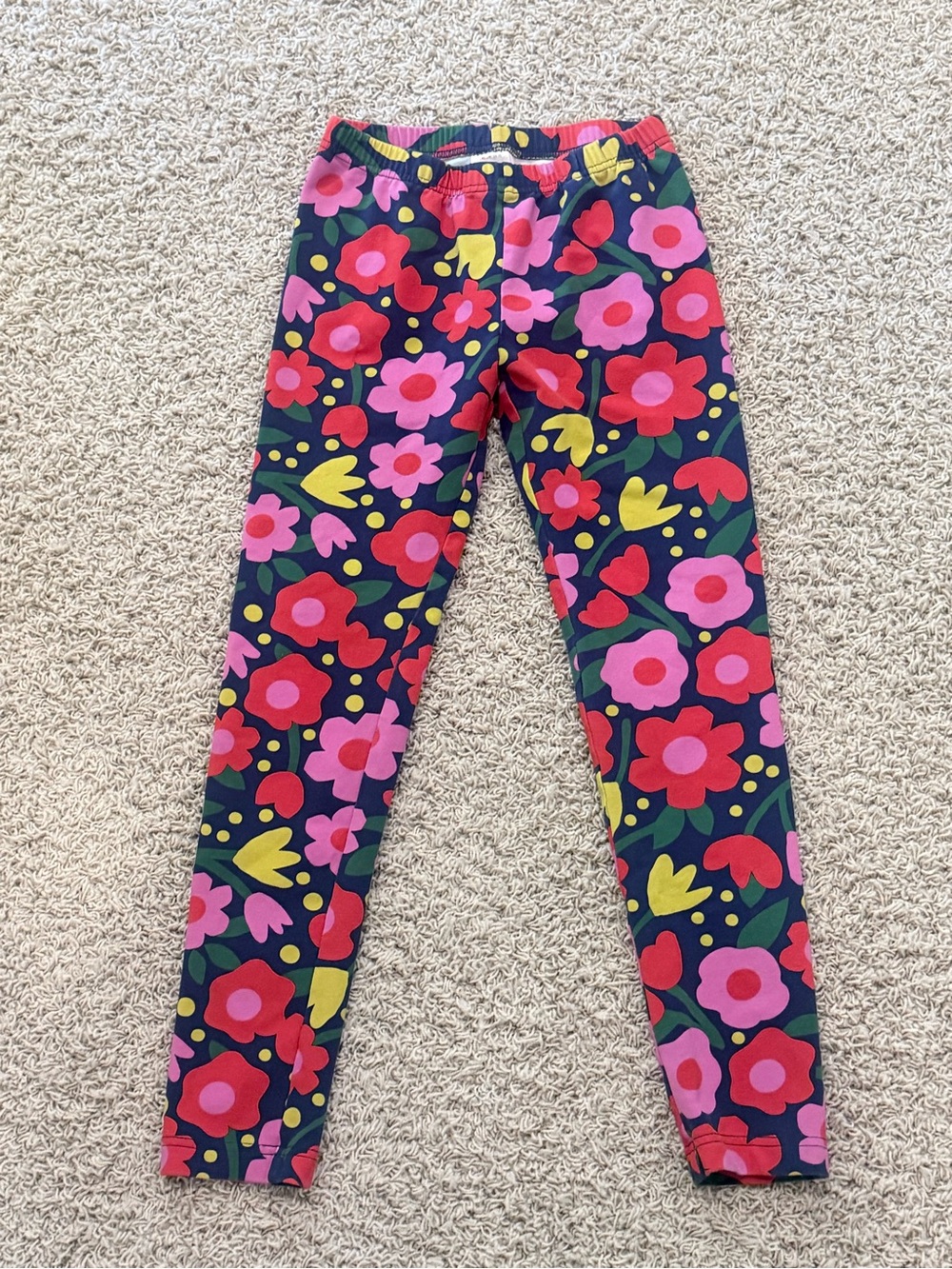 Hanna Andersson Navy Leggings with Pink, Red & Yellow Floral Print